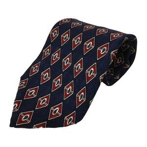 Strathmore The Rogue VTG Necktie Hand Sewn U.S.A.‎ Diamond Blue Red 100% Silk
